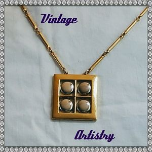VTG Mixed Metal Signed Artistry Geometric Necklace